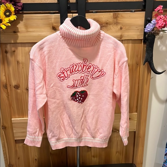 Free Valley Sweaters - Strawberry Milk Pink Turtleneck Sweater
